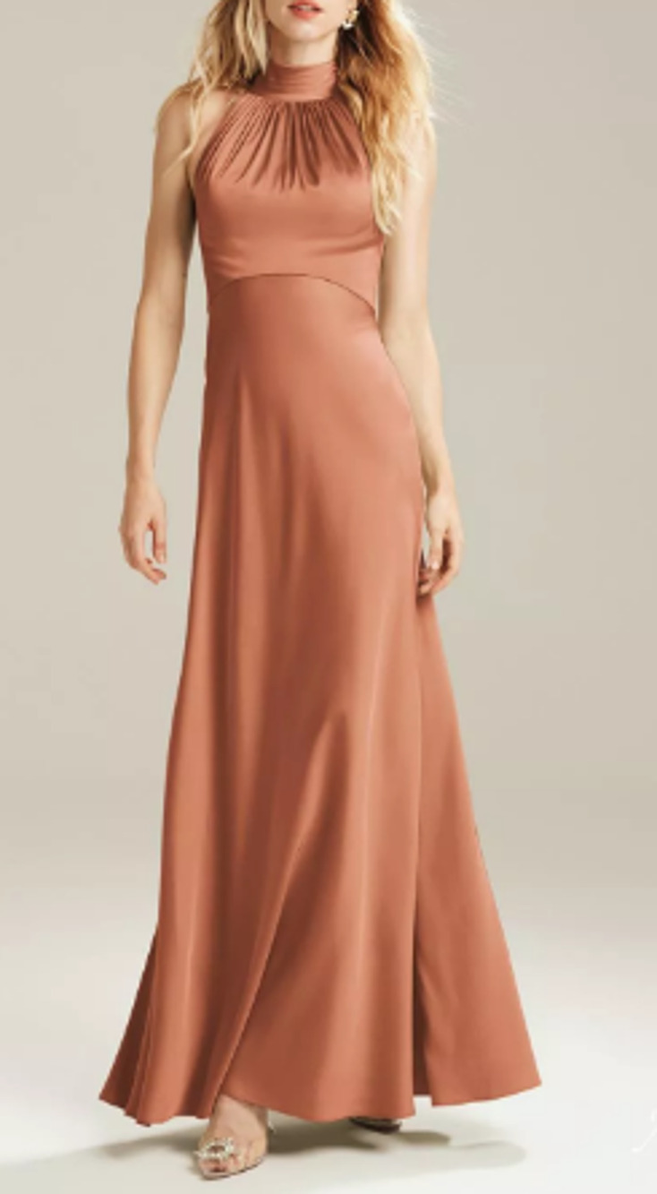 AW BRIDAL 2 XS raw sienna orange Janina wedding bridesmaid maxi dress NEW B45
